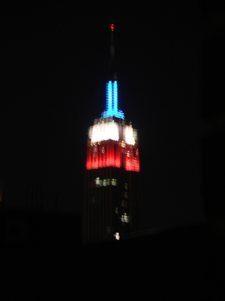 Empire State Building, red white and blue